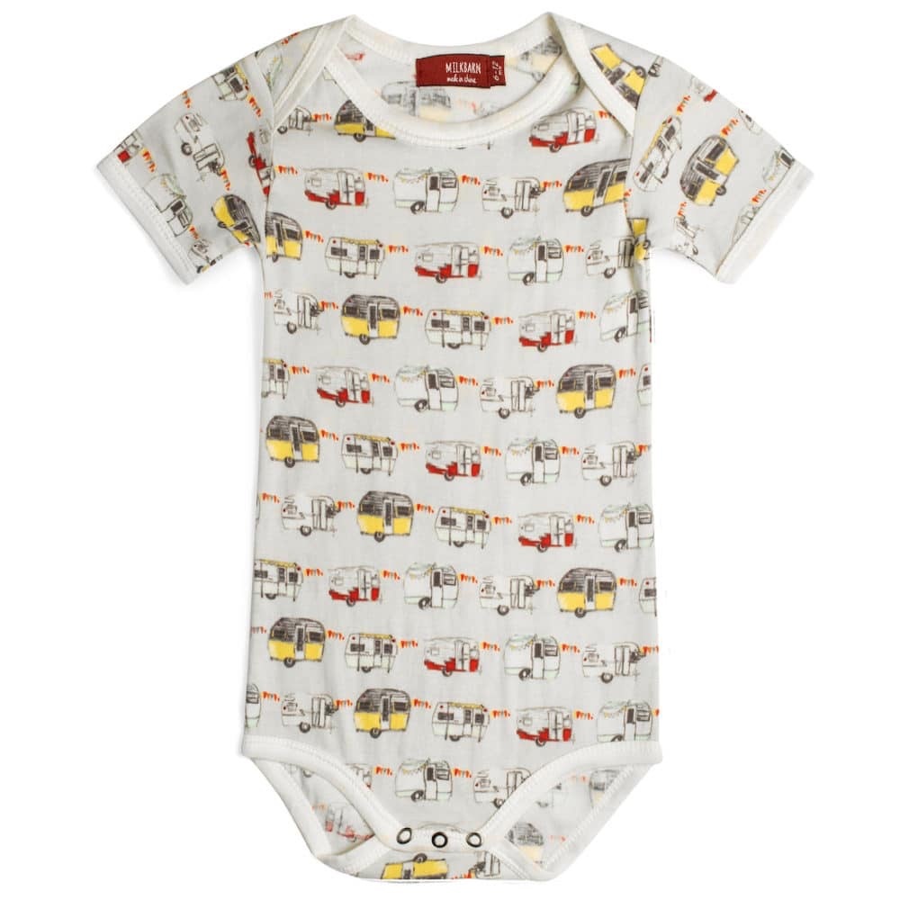 Milkbarn Kids Organic Cotton Short Sleeve Onesie Trailers/Camper
